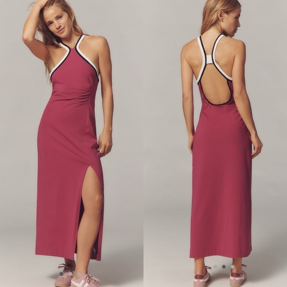 NWT Anthropologie Daily Practice Halter Side-Slit Maxi Dress – Medium Pink – XXS